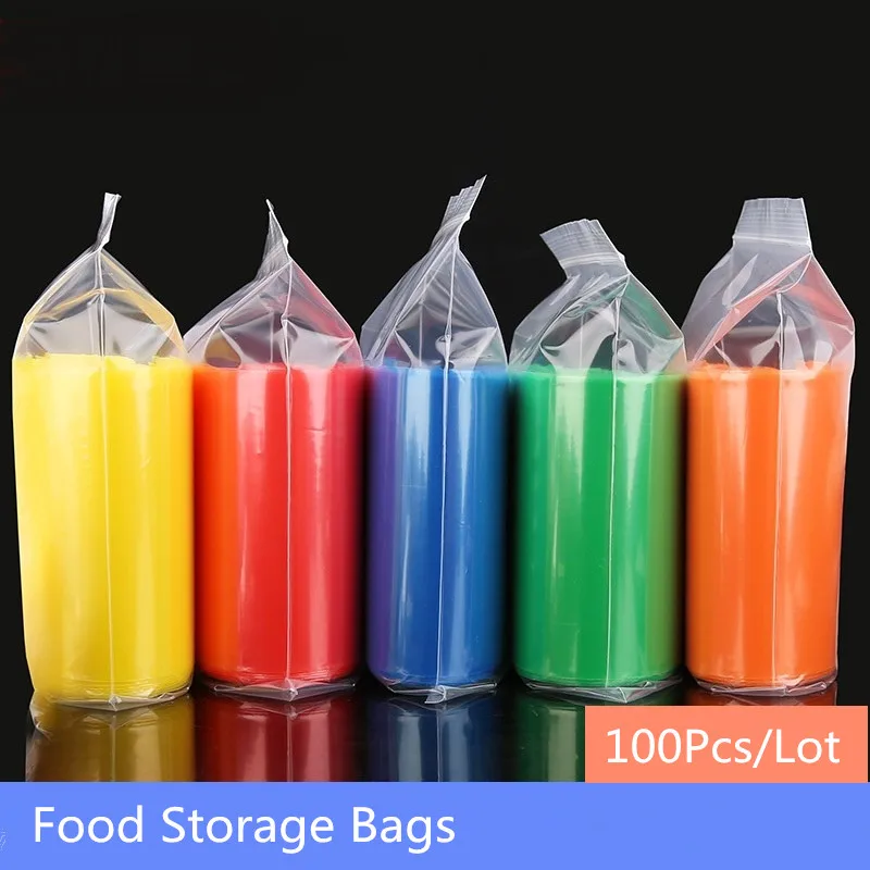 100 шт./лот прозрачный пакет на молнии утолщенные пищевые пакеты пластиковая