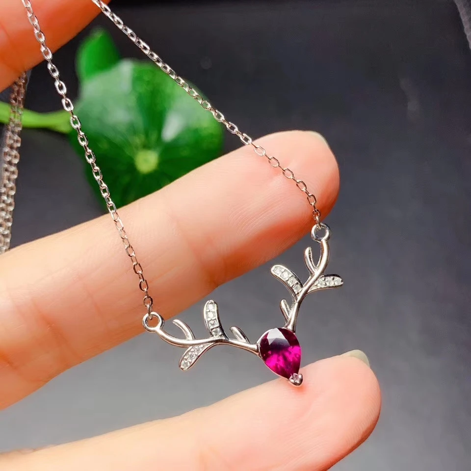 Ожерелье из серебра 925 пробы с цветным драгоценным камнем|Подвески| |