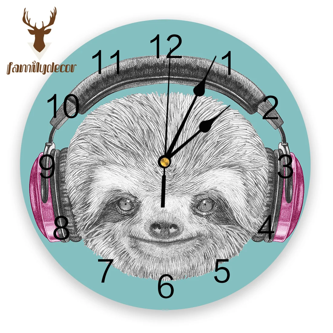 

Cartoon Sloth Animals Printed PVC Wall Clock Modern Design Home Decor Bedroom Silent O'clock Watch Wall For Living Room