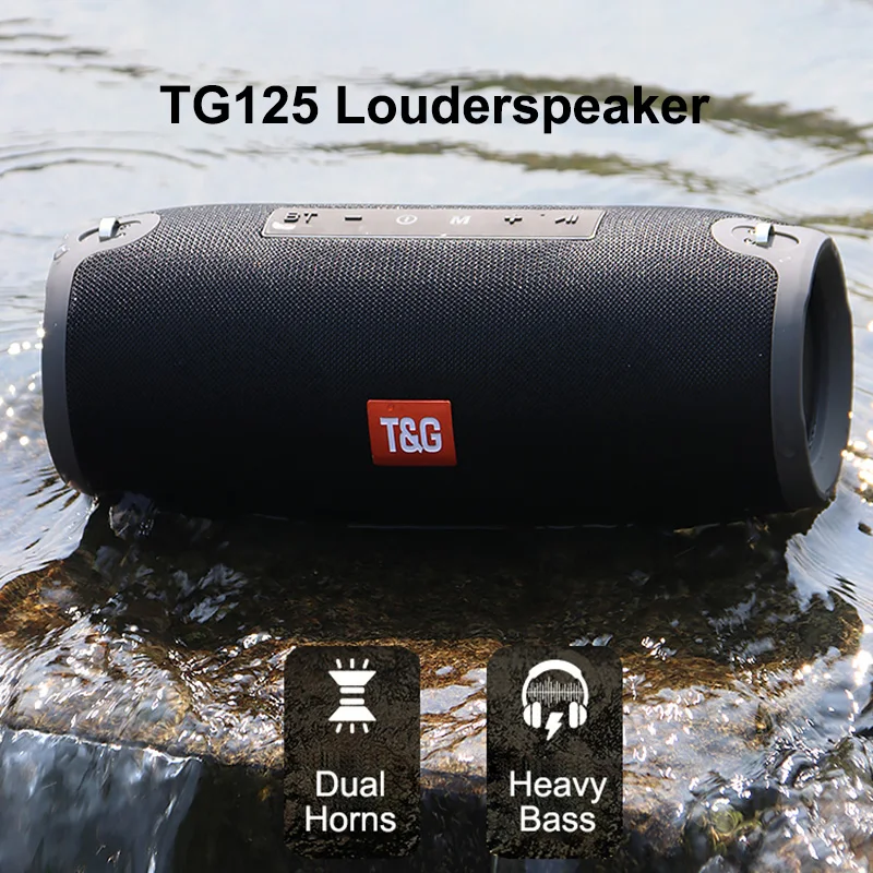 

TG125 Portable Bluetooth Speaker Bass Wireless Column Stereo HiFi Subwoofer FM Radio Music Boombox Outdoor Sport Speaker