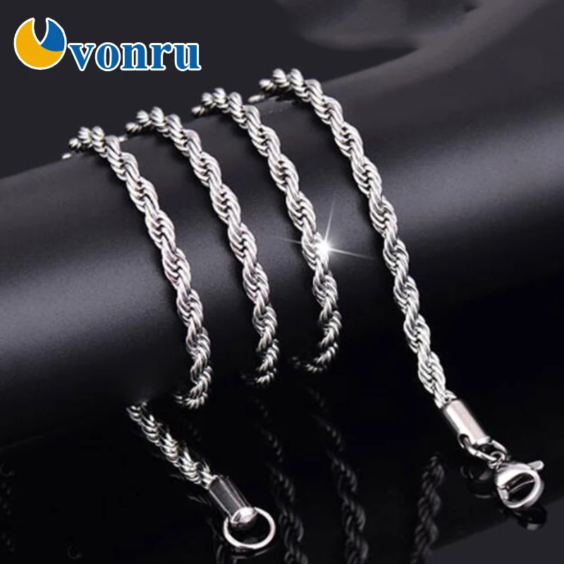 Серебряная цепочка ожерелье закрученные цепи нержавеющая сталь женское мужское