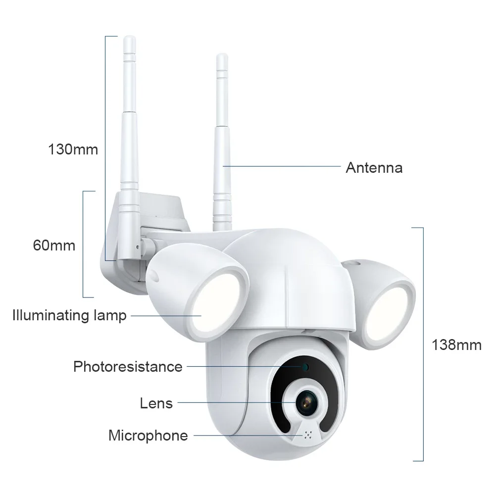 Камера наружного освещения Tuya 3 Мп умный прожектор для двора PTZ Wi Fi IP ИК IP66