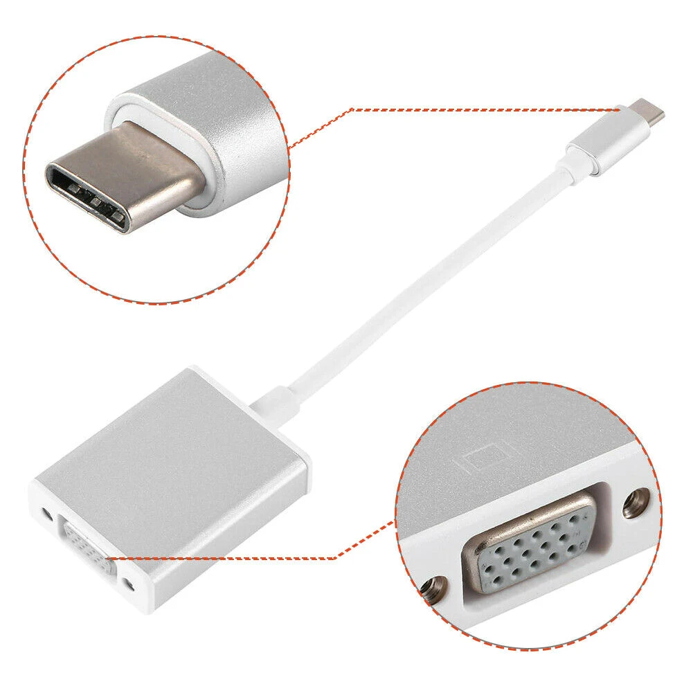 1080P Converter Cable Universal USB 3.1 TYPE-C to VGA Adapter for MC Notebooks New | Компьютеры и офис