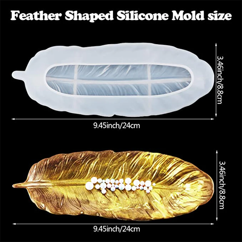 

Resin Feather Shape Mold Silicone Tray Mold Jewelry Tray Epoxy Mold Casting Resin Feather Molds for Holding Jewelry Accessories