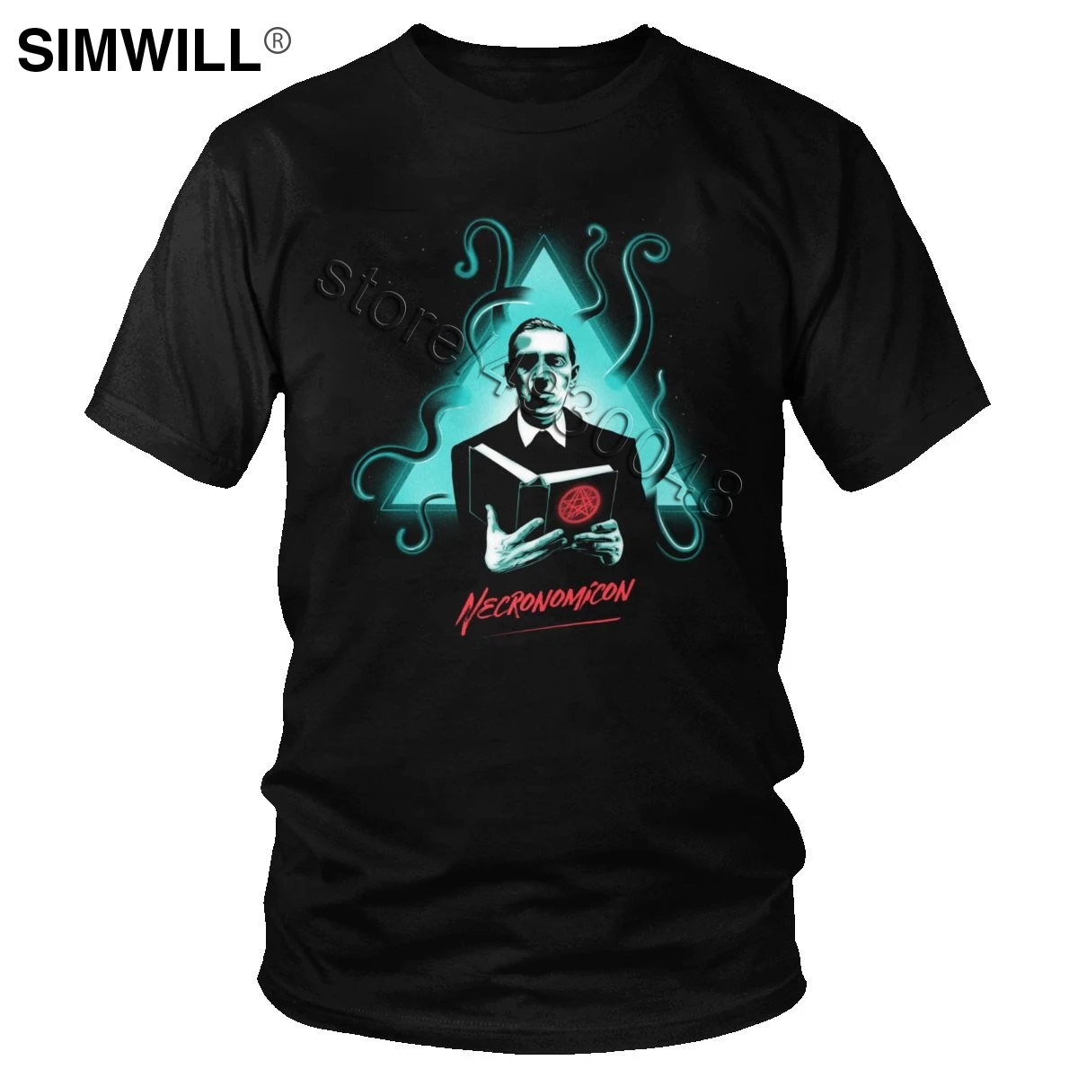 

Fashion Call Of Cthulhu Men Necronomicon Lovecraft T-Shirt Short Sleeved Cotton Printing Tee Trend Tops Fans Gift Merchandise