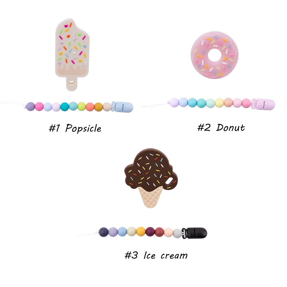 Bopoobo 1 шт. пищевой силиконовый Icecream набор силиконовый Прорезыватель для зубов бусы для изготовления BPA бесплатные Детские трофеи подвеска пустышка Клип цепь