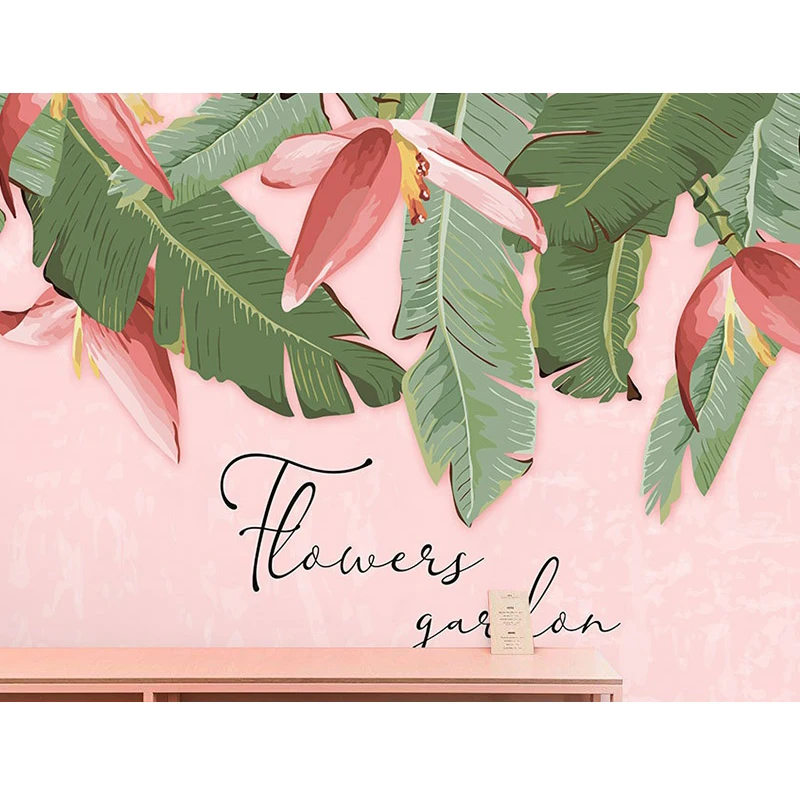 Настенные обои 3D с изображением свежих растений листьев банана фона для