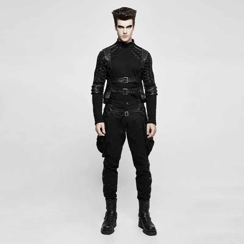 Панк рейв стимпанк Стрейчевые тканые вымытые Мужские штаны для верховой езды