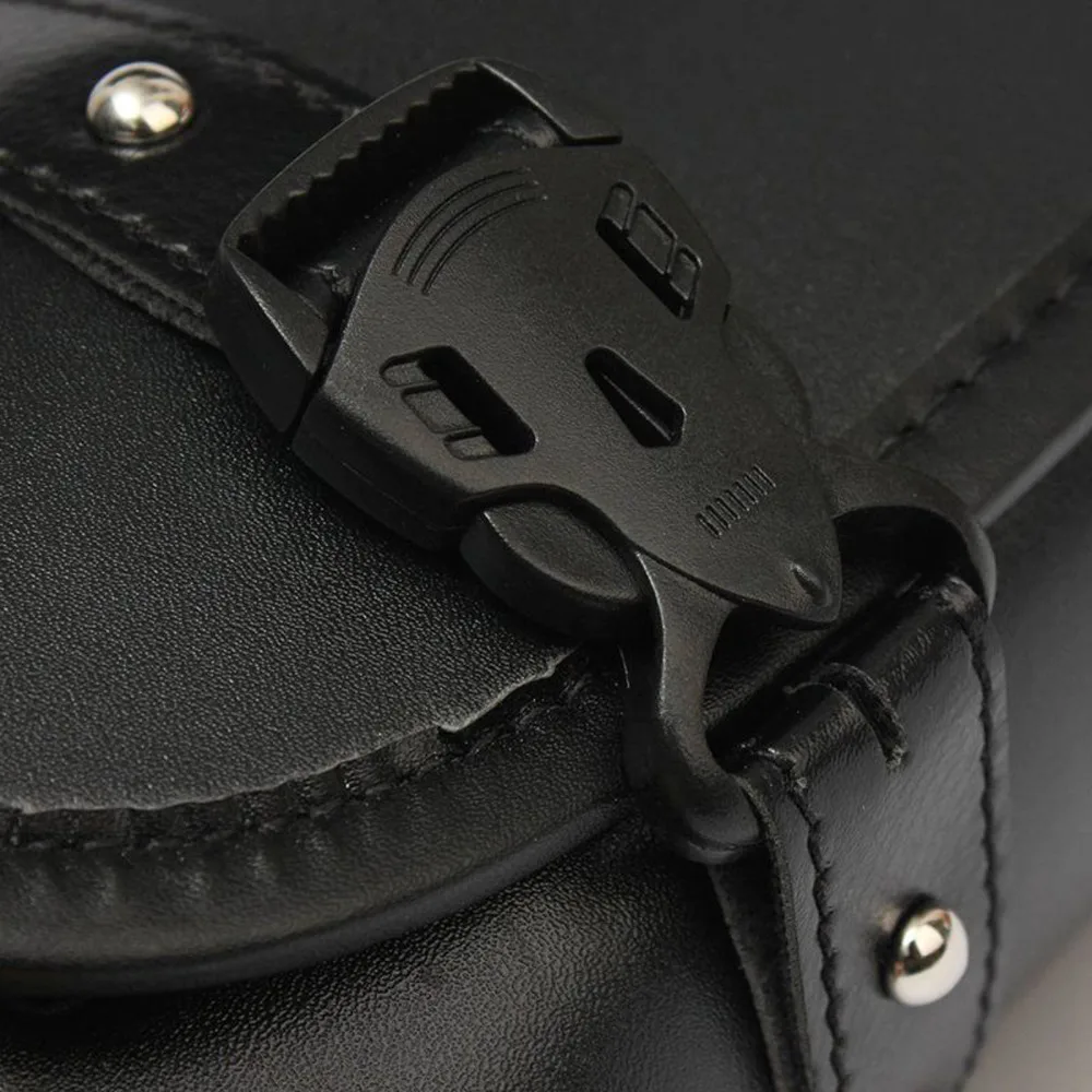 

Motorcycle Fork Tool Bags Motorbike Biker Backpack PU Leather PU Black Roll Bike Suitcase Seat Storage