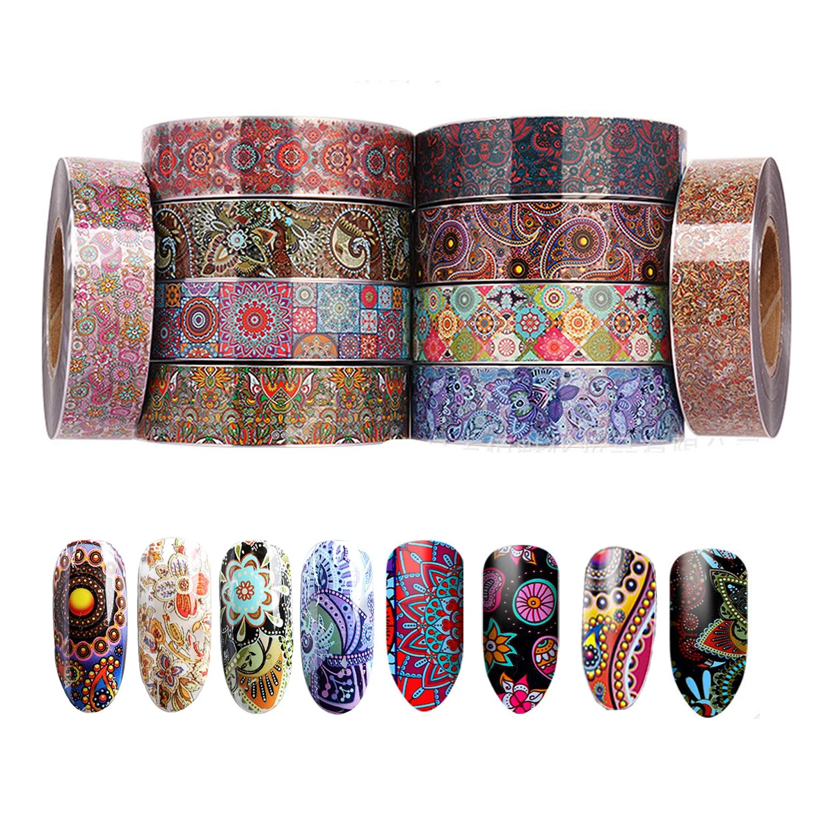 

10Roll Nail Decal Mandala Water Nail Art Stickers 4CM*500M Nail Decor Supplies Simple Manicure Nail Art Watermark Tips Wholesale