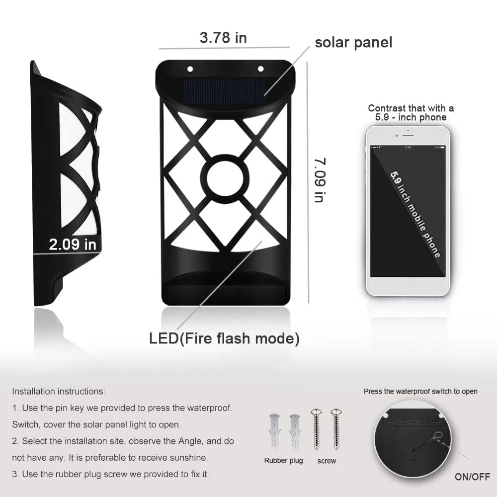 

66LED Flickering Solar Flame Lights Outdoor Waterproof LED Solar Garden Lamp Flame Torches Holiday Light For Courtyard Garden