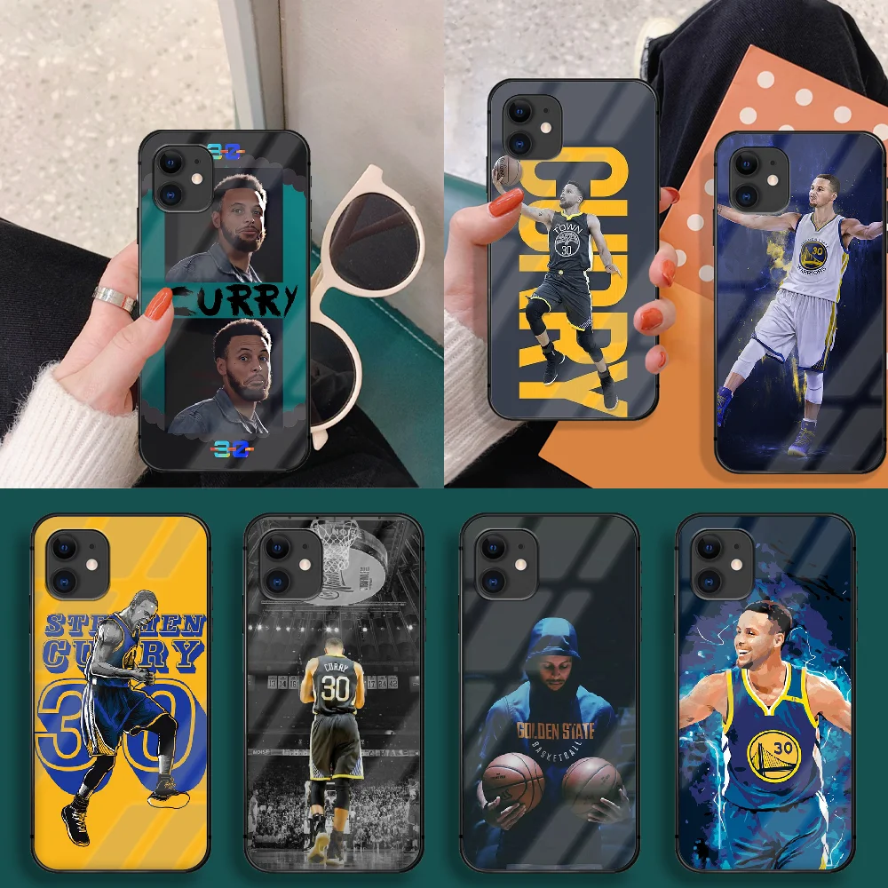 

Basketball Stephen 30 Curry Phone Tempered Glass Case Cover For IPhone 5 6 7 8 S Plus X Xr Xs 11 12 Pro Max Se 2020 Mini 3D