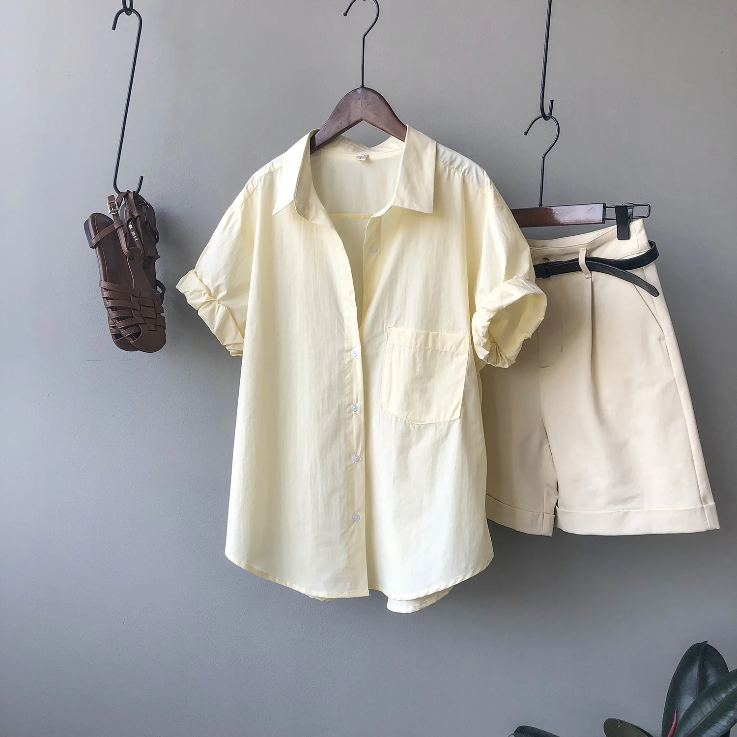 

2021 Summer Short Sleeve Blouse Women Simple Korean OL Work Style Loose Shirts Solid All Match Soft Temperament Femme Blusas