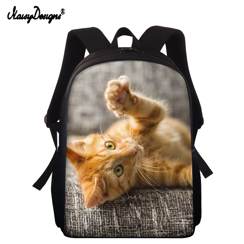 

NOISYDESIGNS Animal School Bags Funny Somali Cat Print School Backpacks for Cute Kids Leisure Daypack Custom Bag Mochila Escolar