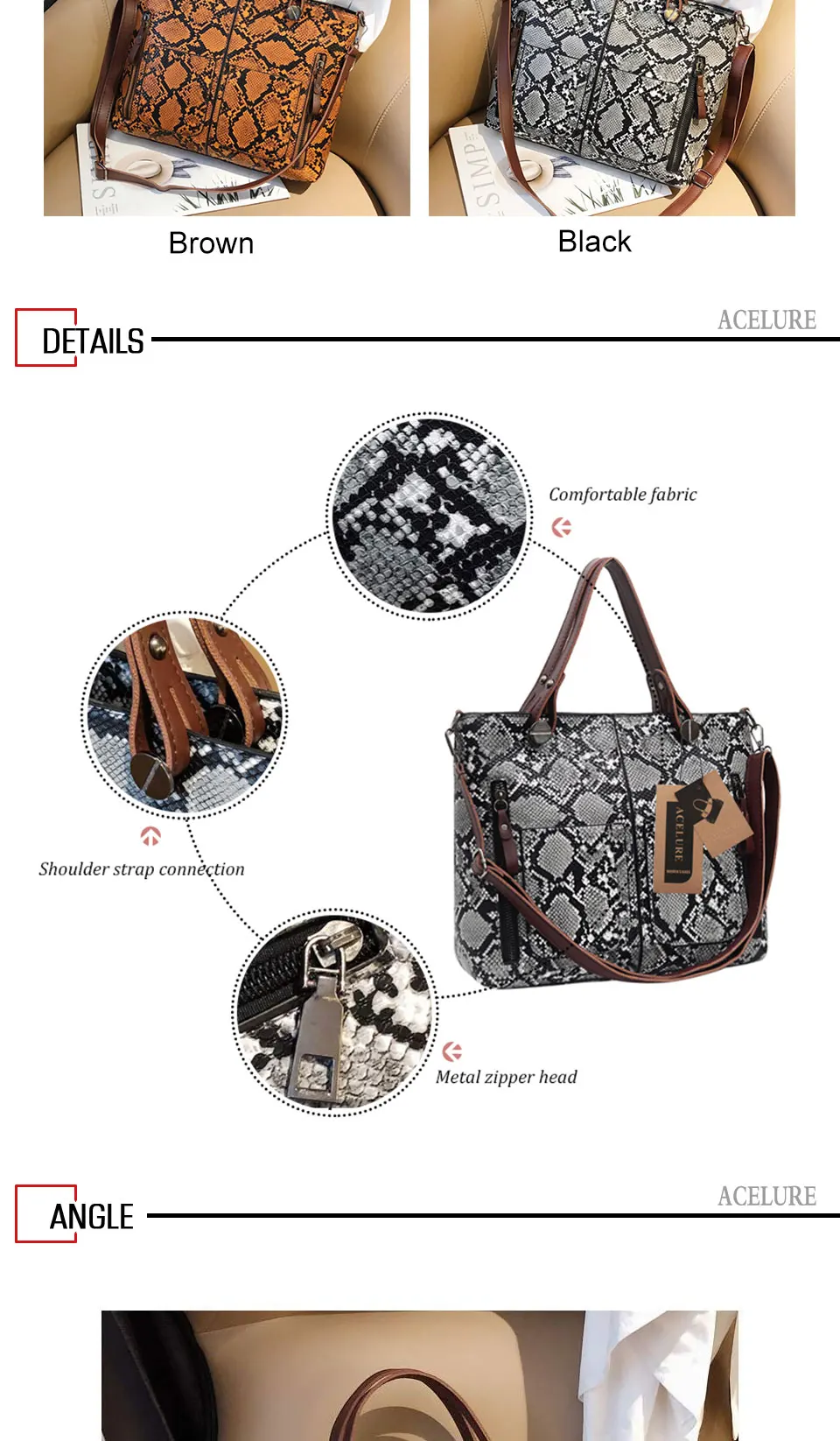 Роскошная сумка Tote женские сумки дизайнерские модные из искусственной кожи Наплечная Сумка, кожа под крокодила сумка через плечо для женщин сумка через плечо ACELURE