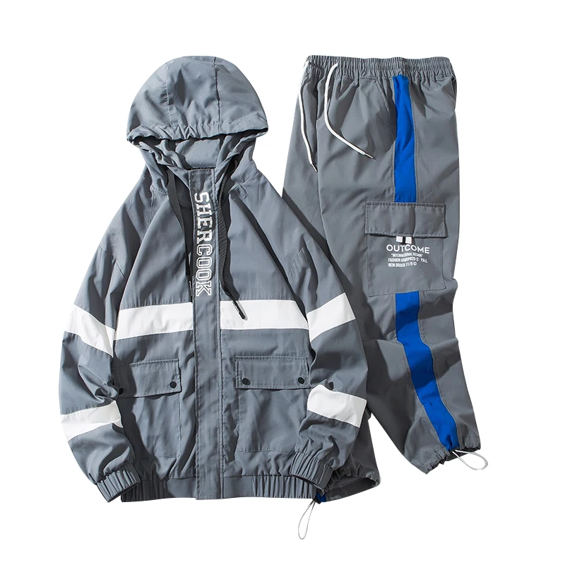 Модный комплект из 2 предметов мужской модный пуловер карго спортивный костюм