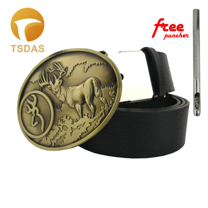 Ковбойские пряжки для ремня металлические 3D модели оленя бронзовые цвета