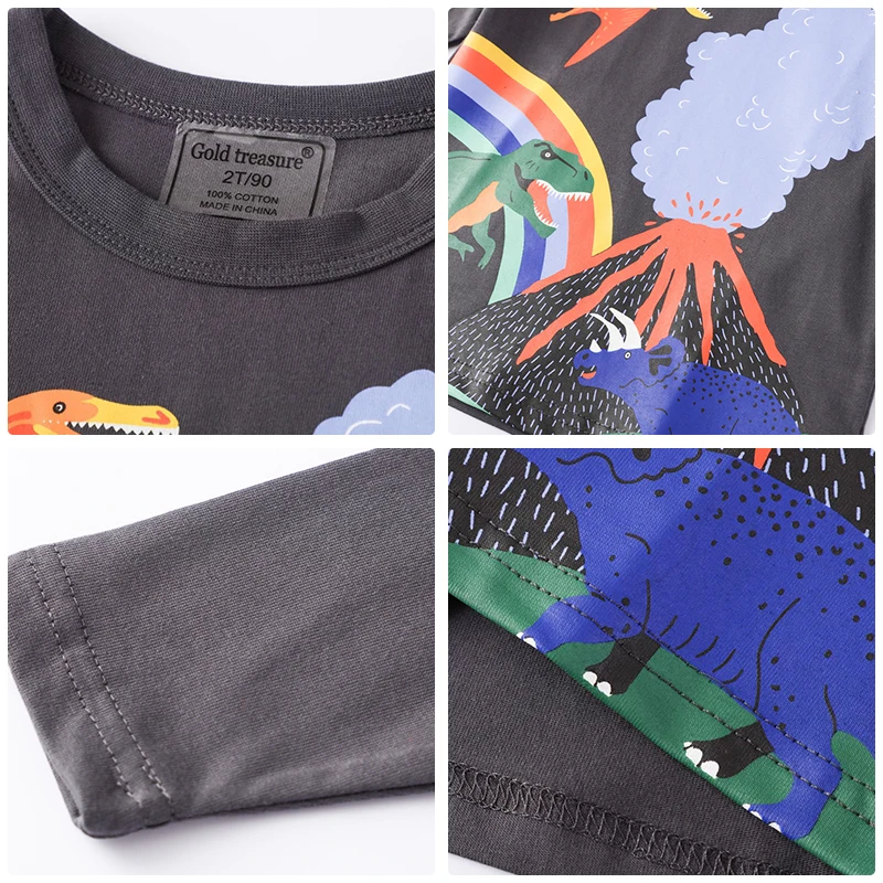 

HH Children's Clothing Spring Cartoon Long Sleeve T-shirt for Boy Kids Cotton Clothes Baby Boys Dinosaur Car T-shirt Sweatshirt