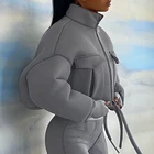 Женская однотонная короткая куртка Hawthaw, осенне-зимняя однотонная куртка с длинным рукавом, на молнии, с карманами, уличная одежда, 2021