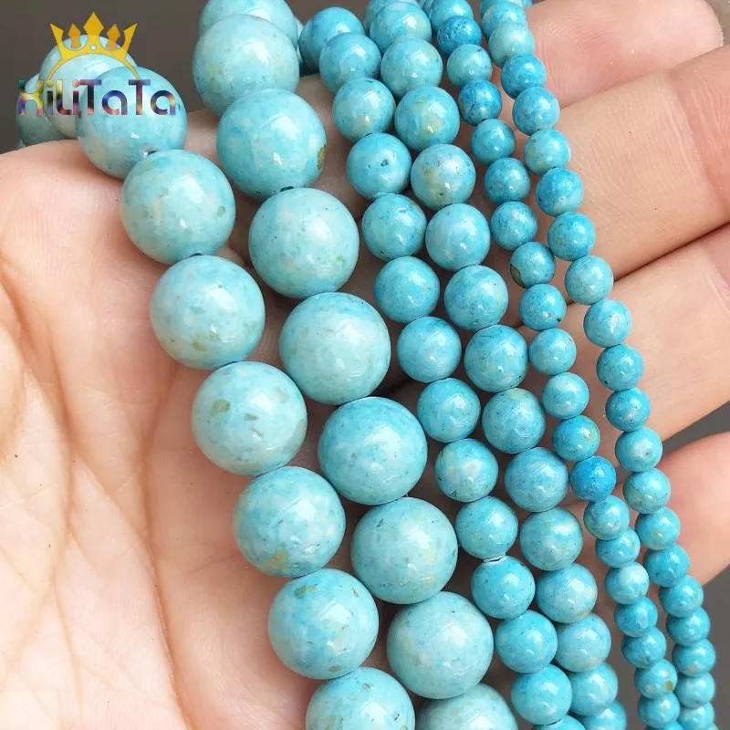 Бирюзовые синие каменные бусины яшма круглые свободные бусины-разделители