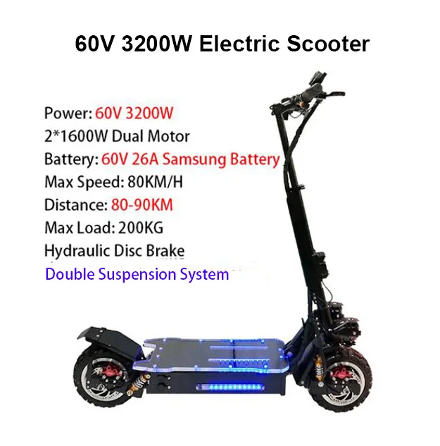 3200W Samsung60V 26A JS 80 км/ч 3200 Вт 60 в электрический скутер 1" внедорожный складной водонепроницаемый samsung E скутер Hoverboad скейтборд patinete eletrico - Цвет: 3200W Samsung60V 26A
