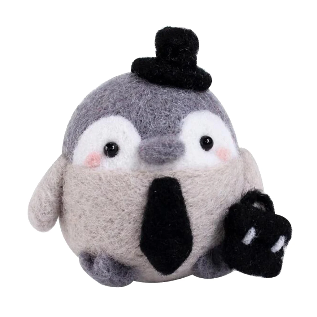 Lovely Penguin Needle Felting Kit 4 Needles Pure 66s 100% Wool Fiber Foam Mat Doll Making Compact Supplies Set | Дом и сад