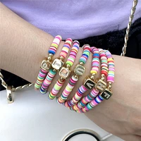 aaa cubic zircon cube letter polymer clay bracelet for women boho handmade love beads charm bracelet summer femme jewelry