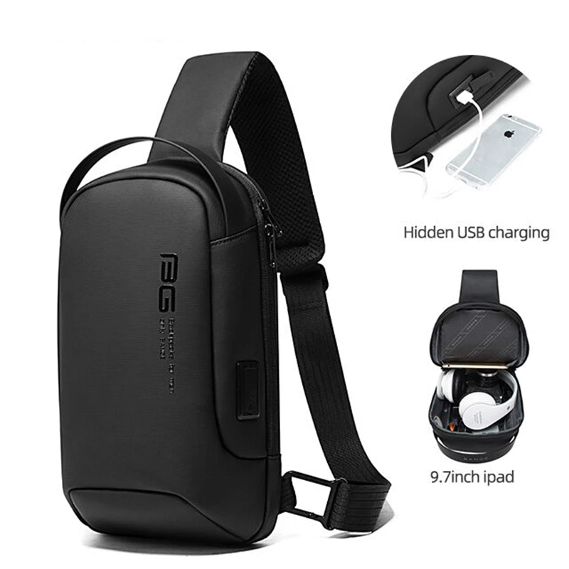 Fashion Anti Theft Multifunction Men Chest Bag Crossbody USB Charging Shoulder Messenger Bags