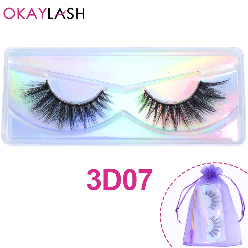 Ресницы OKAYLASH 3D из искусственной норки с пурпурным мешочком и тушью натуральные
