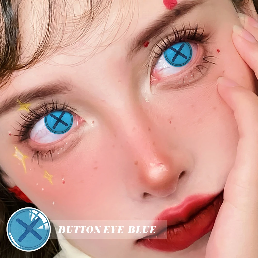 fresh lady official color contact lenses button eye halloween lens yearly 1pair colored soft beauty makeup pupils with container free global shipping