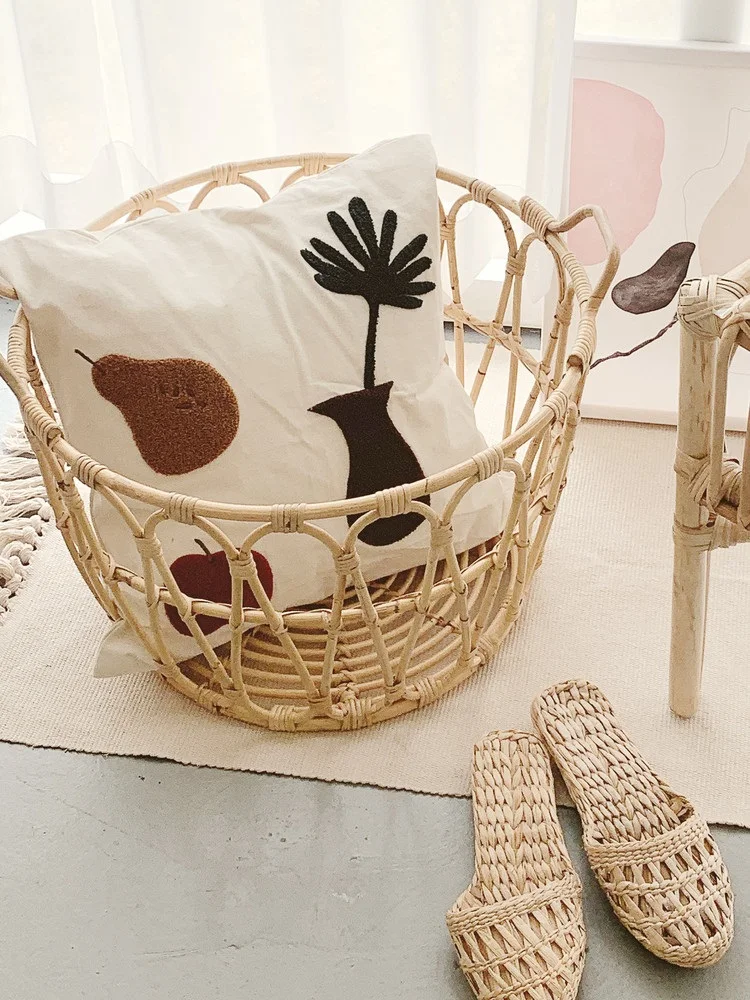 

TT Rattan Woven Basket Storage Basket Rattan Woven Laundry Socks Storage Basket Laundry Basket