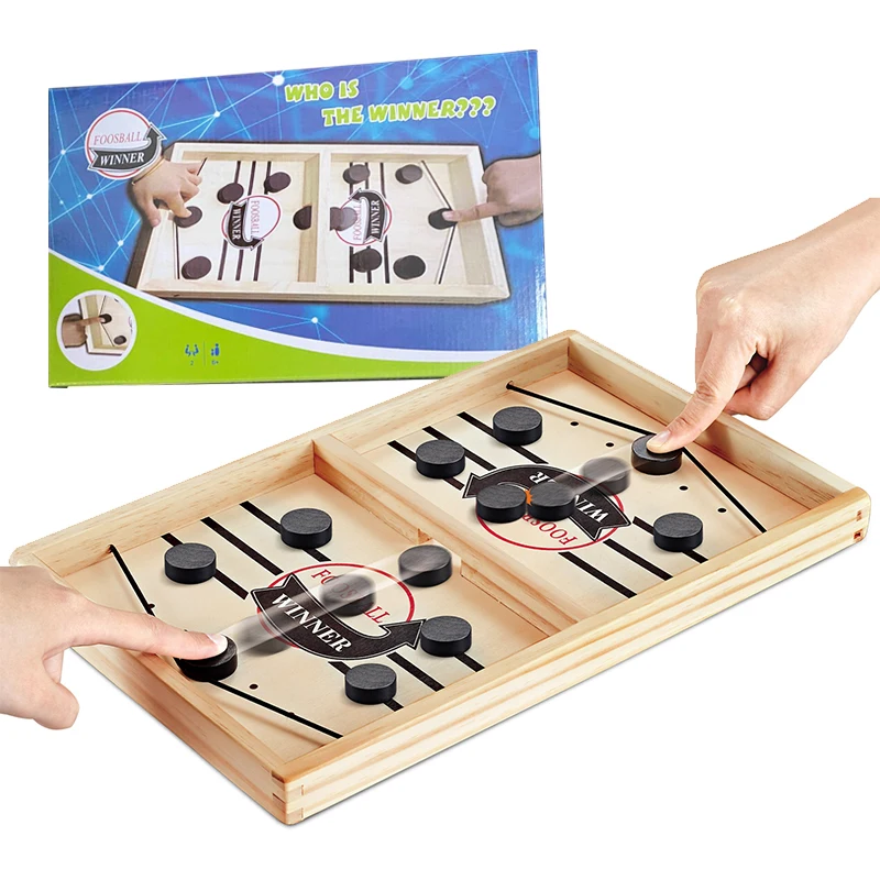 

Table Board Games Fast Hockey Sling Puck Game Paced Sling Puck Winner Fun Wooden Toys Party Game Toys For Adult Child Family