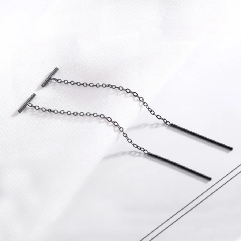 Реальные 925 стерлингового серебра цепь кисточкой Стад Серьги Модные Ювелирные