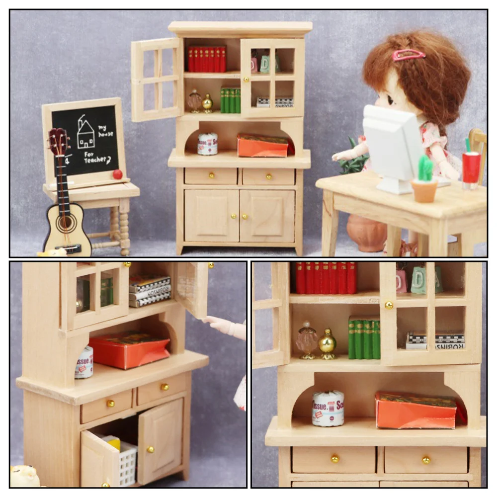 

1Pc Furniture Lovely Mini Bookcase Exquisite Mini Cabinet Adornment