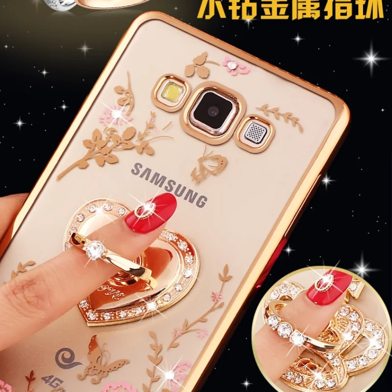 Роскошный чехол для телефона из мягкого термопластика с кристаллами кольцо