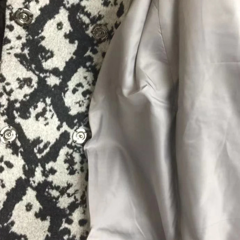 Женское леопардовое длинное пальто с длинным рукавом, шерстяное пальто, свободная верхняя одежда, женский осенне-зимний Тренч, пальто размера плюс 18-075