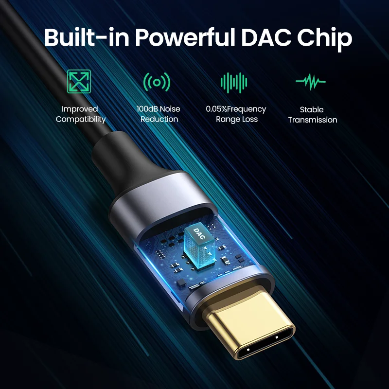 Адаптер UGREEN с USB C на 2 RCA аудиокабеля аудиошнур разъемом типа совместим усилителем