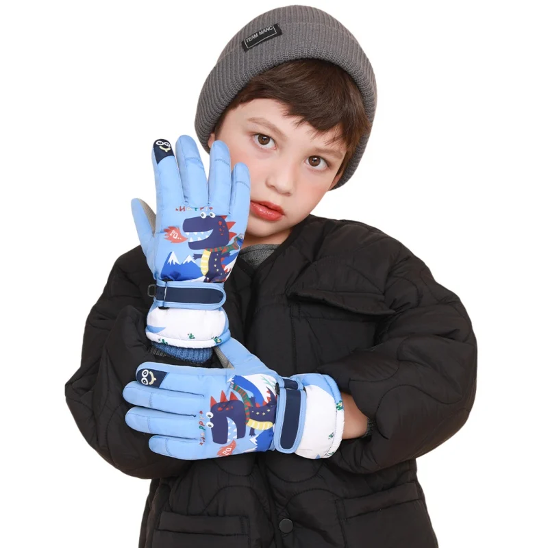 

1 пара детских лыжных перчаток зимние водонепроницаемые утолщенные теплые Нескользящие перчатки детские лыжные перчатки