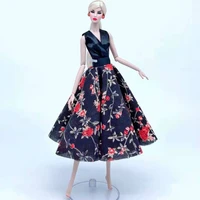 elegant black floral doll dress for barbie clothes doll outfits princess sleeveless party gown 16 bjd dolls accessories kid toy