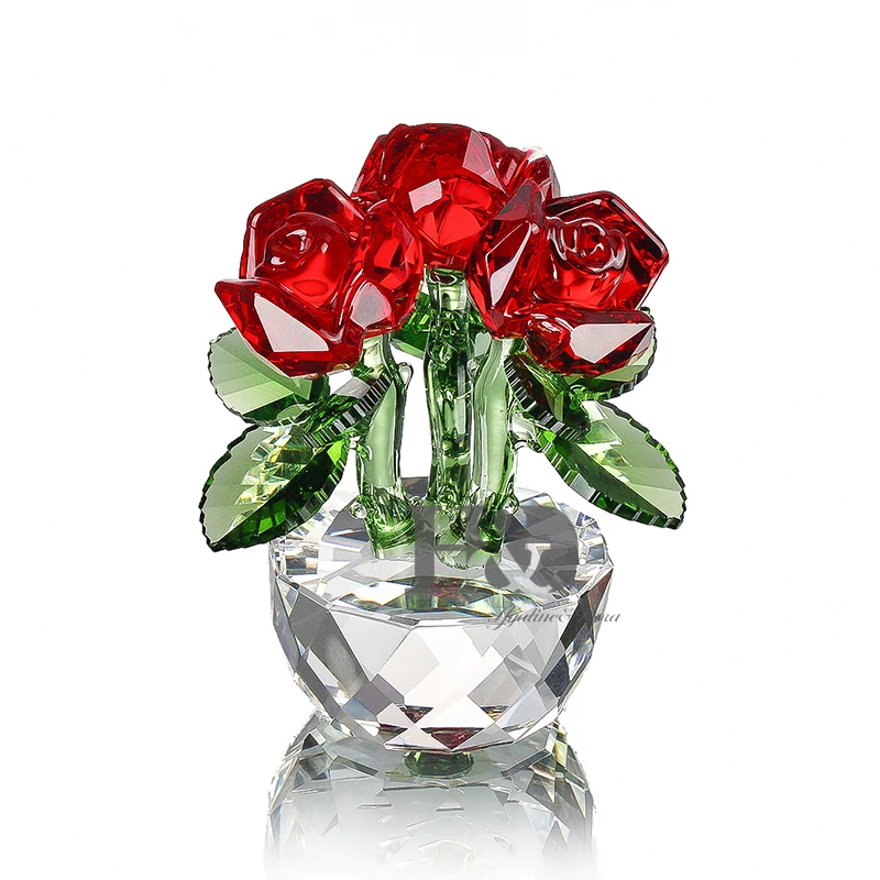 Рождественские подарки H & D Хрустальные Фигурки из трех красных роз бумажные