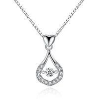 women necklace water drop shape transparent round zircon pendant necklace lady personality jewelry fashion valentines day gift