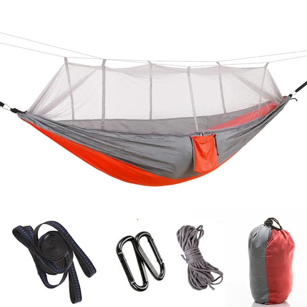 

1-2 Person Hammock with Mosquito Net Outdoor garden Couch Hanging Bed Parachute Sleep Swing Portable Furniture for fishing Camp