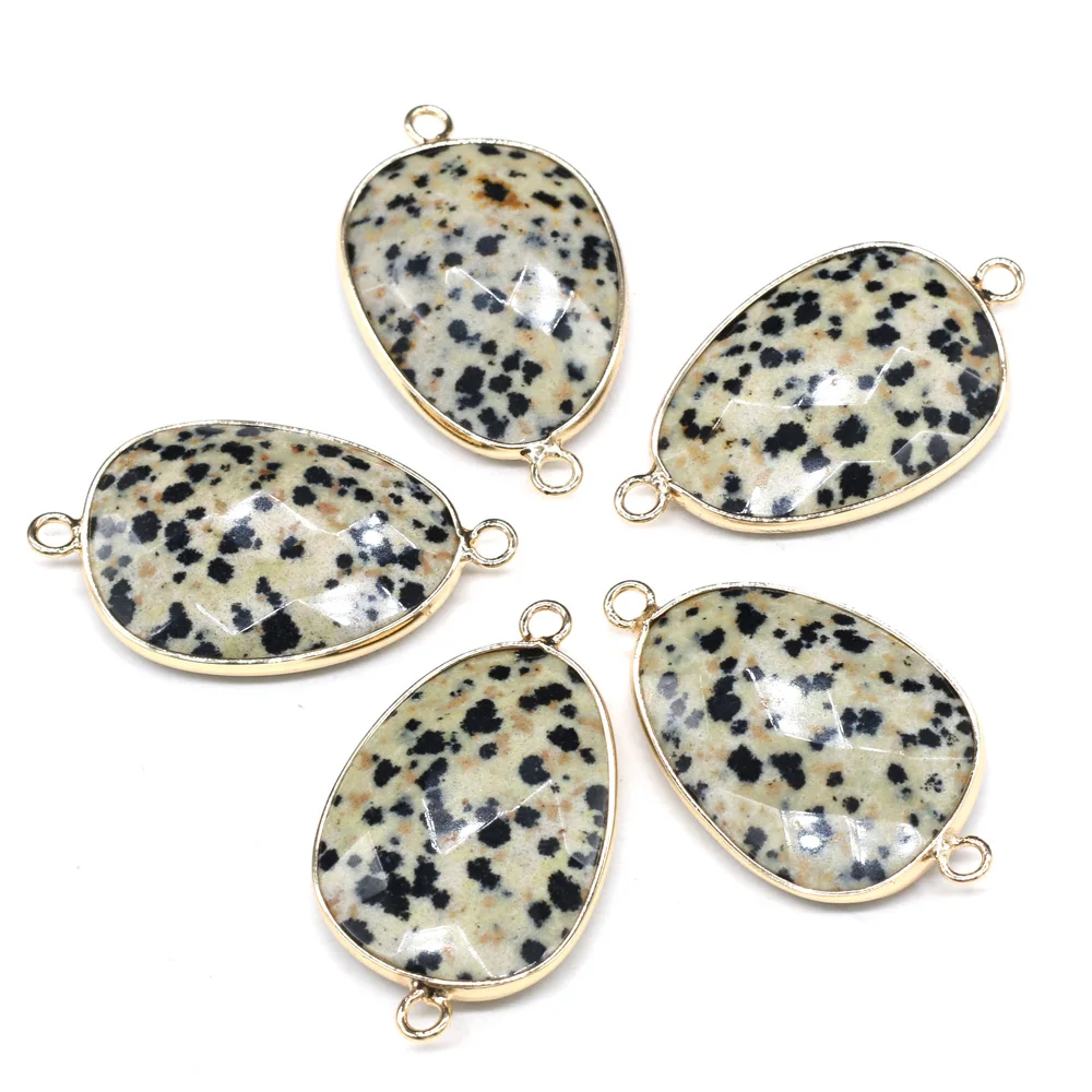

Natural Semi-precious Stones Drop-shaped Faceted Spotted Stone Edging Connector for Making DIY Jewelry Accessories Size 22x38mm
