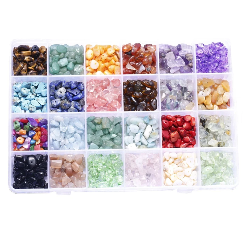 

Irregular Gemstone Bead Kit with Spacer Beads, Lobster Clasp, Elastic Jump Ring, for DIY Jewelry Making Supplies