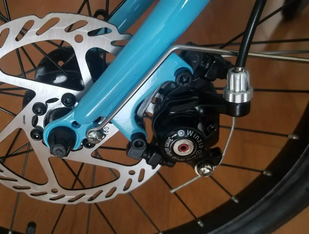 Winzip Bike Mechanical Disc Brake Caliper Double Action Brake Device MTB Road Bicycle Line Pulling Disc Brake Black/White Taiwan