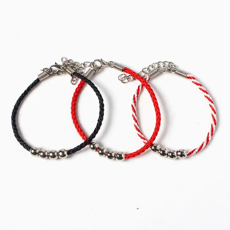 Lucky Red Black Thread Amulet String серебряный цвет шарм удлиненная цепочка браслеты для женщин