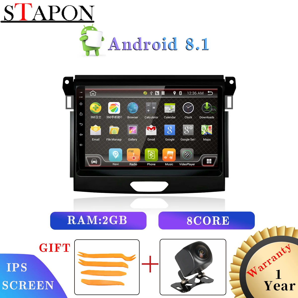 STAPON 9 дюймов для FORD Ranger Android 8 1 2 Гб ОЗУ Восьмиядерный автомобильный dvd-плеер с RDS FM AM