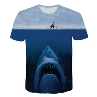 summer 3d fierce shark kids t shirts blue sea fish boys and girls t shirts dreamy t shirts new design tees tops dropshipping