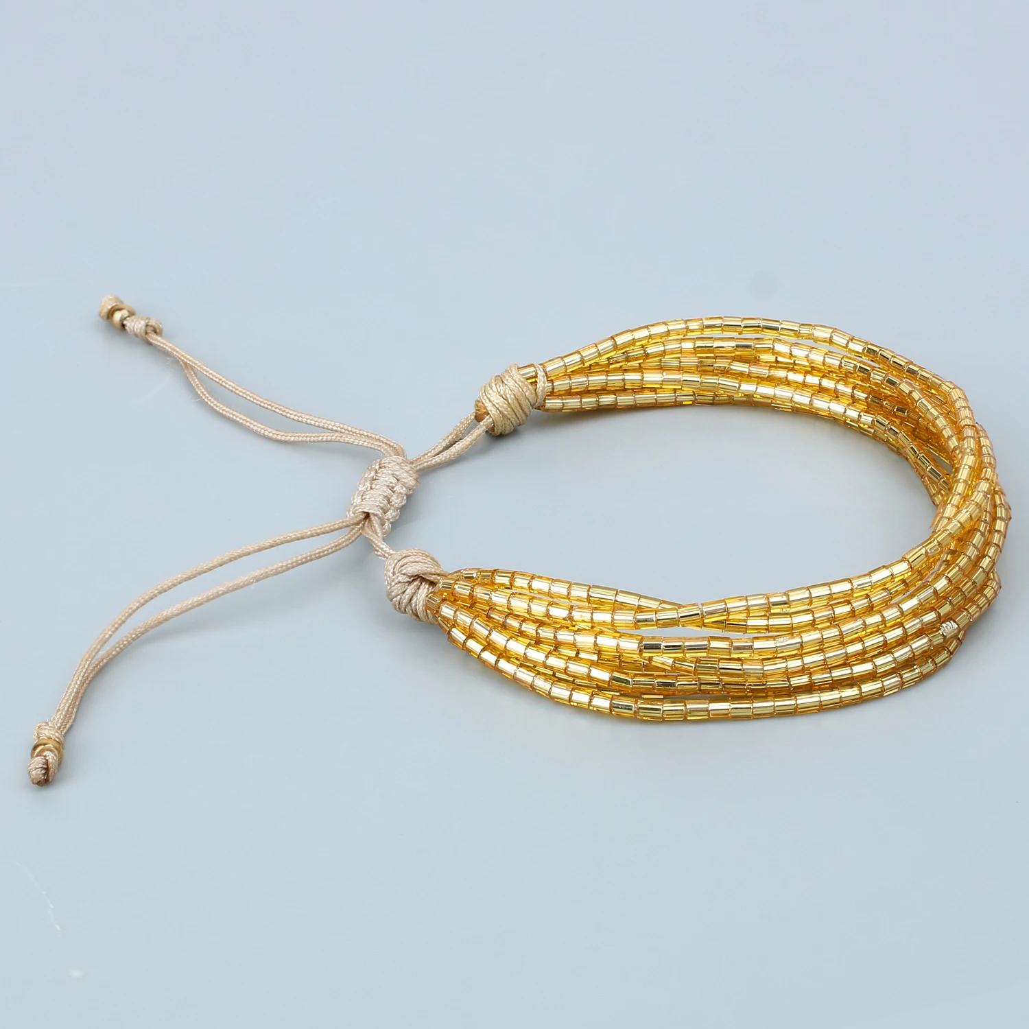 

QUANCHI Golden Miyuki Bracelets Multi Strands Wrap Bracelet for Women Hand Braided Statement Beaded Bracelet Bangle Jewelry