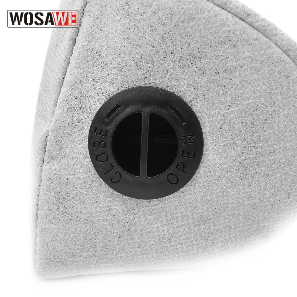 

WOSAWE Motorcycle Face Mask Dustproof Replaceable Filters Breathing Valves Anti-Pollution Breathable Motocross Face Shield